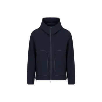 EMPORIO ARMANI Technical seersucker Hooded Blouson With Zip