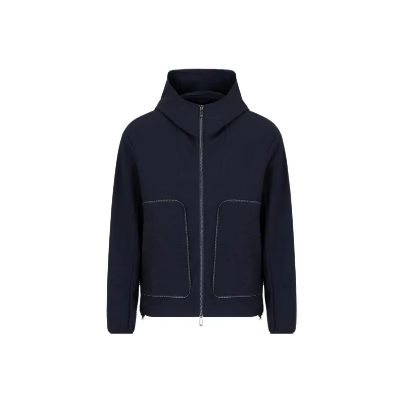 EMPORIO ARMANI Technical seersucker Hooded Blouson With Zip-0
