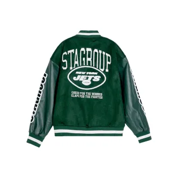 NFL X STA Co branded Series Baseball Jacket Unisex Green