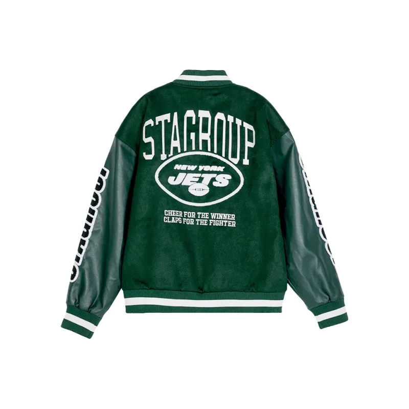 NFL X STA Co branded Series Baseball Jacket Unisex Green-0