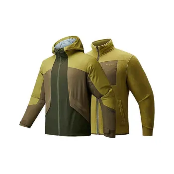 Anta Outdoor Collection Waterproof And Windproof Windbreaker Jacket Men's New Wheat Green/Jujube Paste Umber