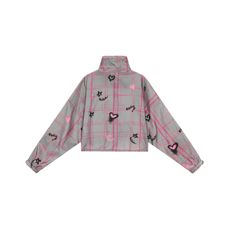 ELF SACK Cropped Coat Women's Gray Pink-1