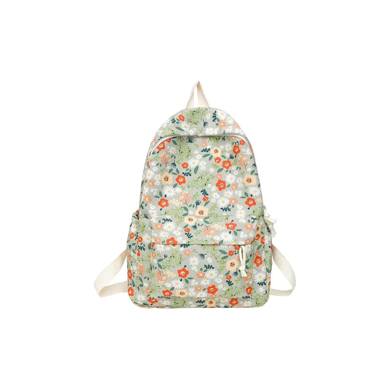 OURFUN Nylon Backpack Women's Ecru/Green-3