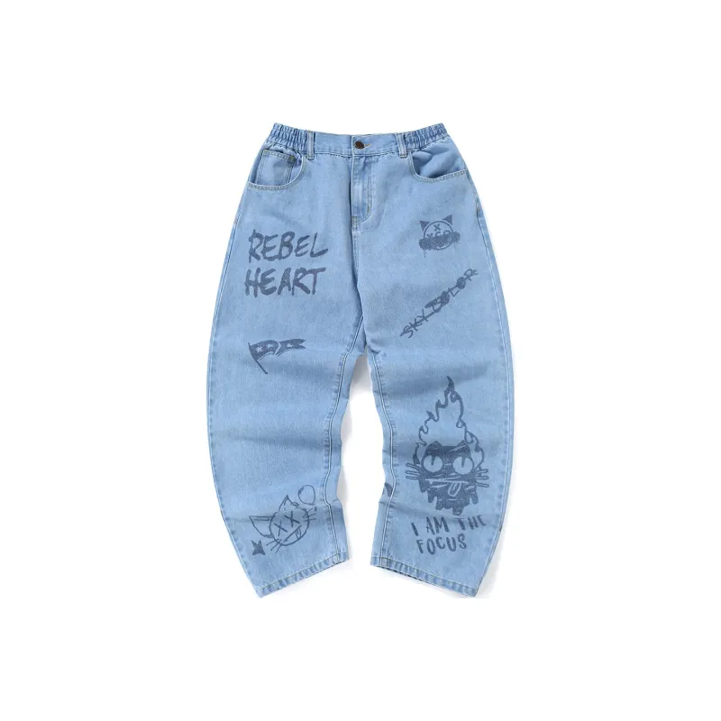 XXGOGO Straight Jeans Unisex Denim Blue-0