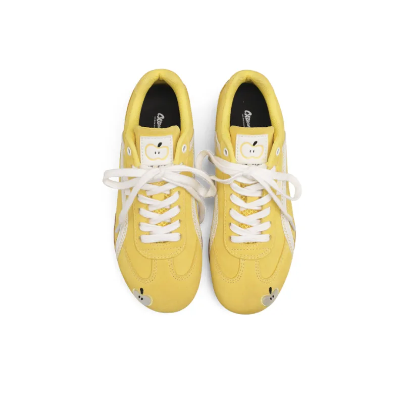 Cat&Sofa Anti Slip Wear Resistant Low Top Skateboard Shoes Unisex Yellow Apple-3