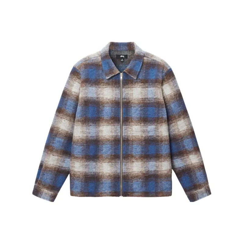 Stussy Brushed Wool Plaid Zip Shirt-5