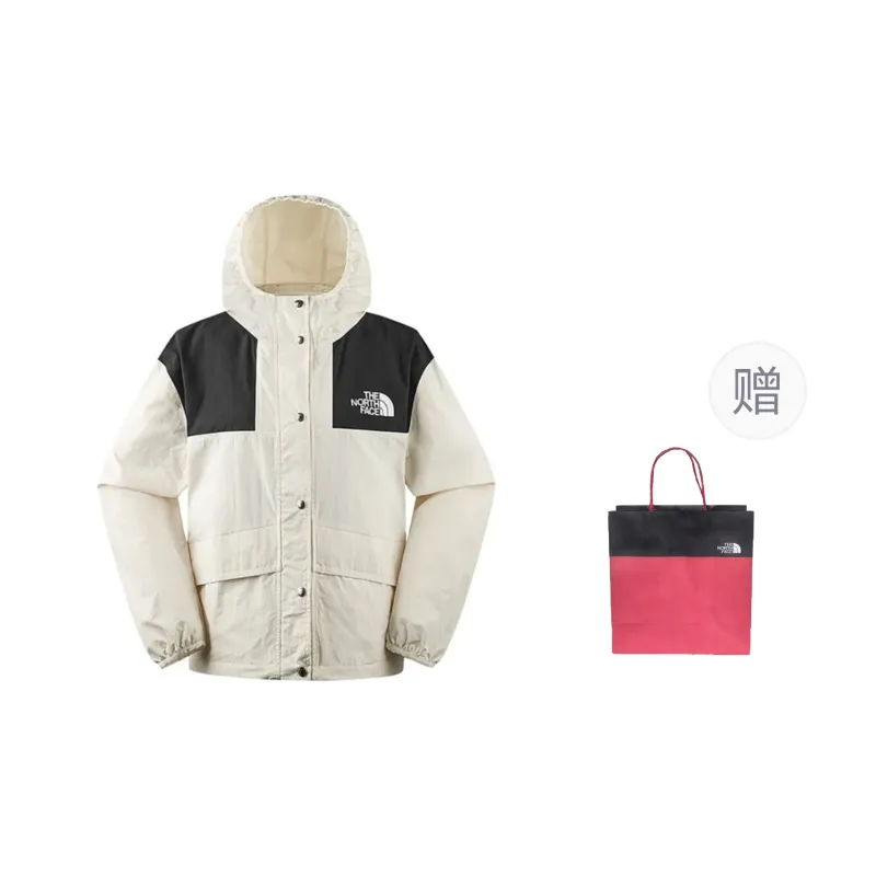 THE NORTH FACE Outdoor Hiking Water Resistant Windproof Breathable Windbreaker Jacket Unisex Ecru Shopping Bag Included-0