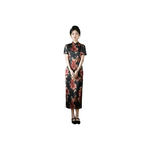 ENEESSI Cheongsam Women's Black With Print
