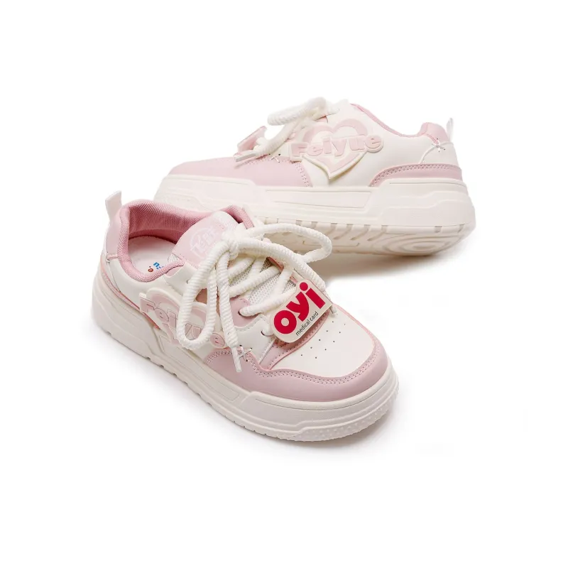 Feiyue Girly Heart Series Lightweight Breathable Height Increasing Low Top Skateboard Shoes Women's-6