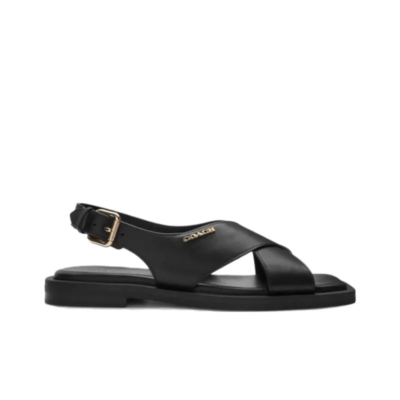 COACH Link One Strap Sandals Women's Black-1