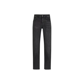 HUGO BOSS SS24 Regular-Fit Jeans In Grey Mechanical-Stretch Denim Jeans Men's Black