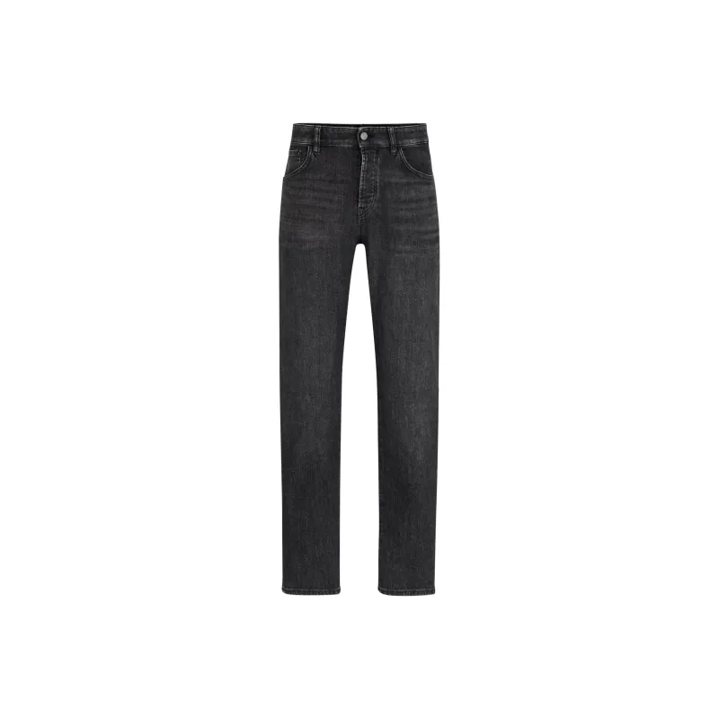 HUGO BOSS SS24 Regular-Fit Jeans In Grey Mechanical-Stretch Denim Jeans Men's Black-0