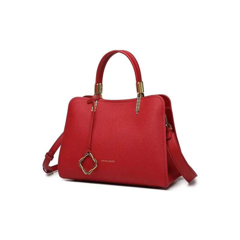 PIERRE CARDIN Cow Leather Mom Bag, Shoulder Bag, Crossbody Bag, Handbag Medium Size Women's Black/Green/Red/Beige-11