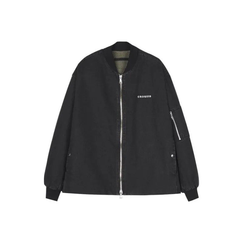 CROQUIS Baseball Jacket Men's Denim Black-0