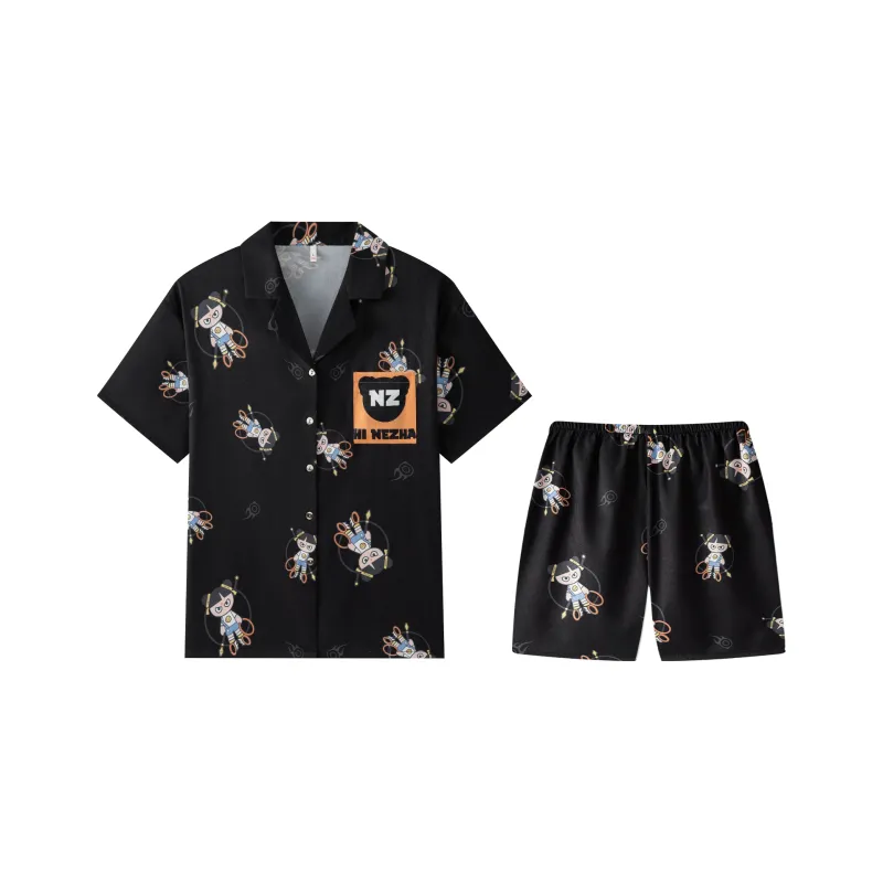 Gongdie x NEZHA,LIANMINGKUAN Pajama Set Unisex Black-0