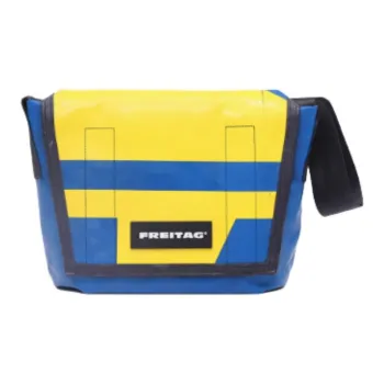 FREITAG Lassie PVC Messenger Bag, Crossbody Bag, Shoulder Bag Medium Size Unisex Light Yellow & Blue