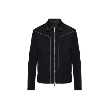 DSQUARED 2 Decorative Stitching Zipped Shirt Jacket