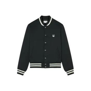 Maison Kitsune Logo Embroidered Bomber Jacket