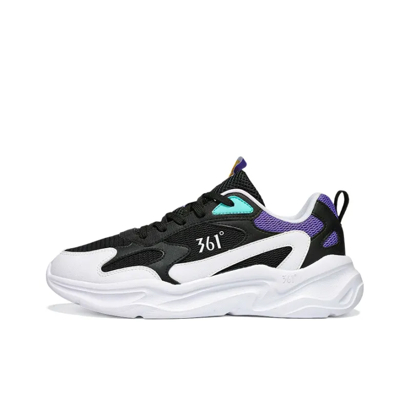 361° Abrasion Resistant, Breathable, Lightweight Low Top Casual Shoes Men's Obsidian Black 361 Degrees White-0