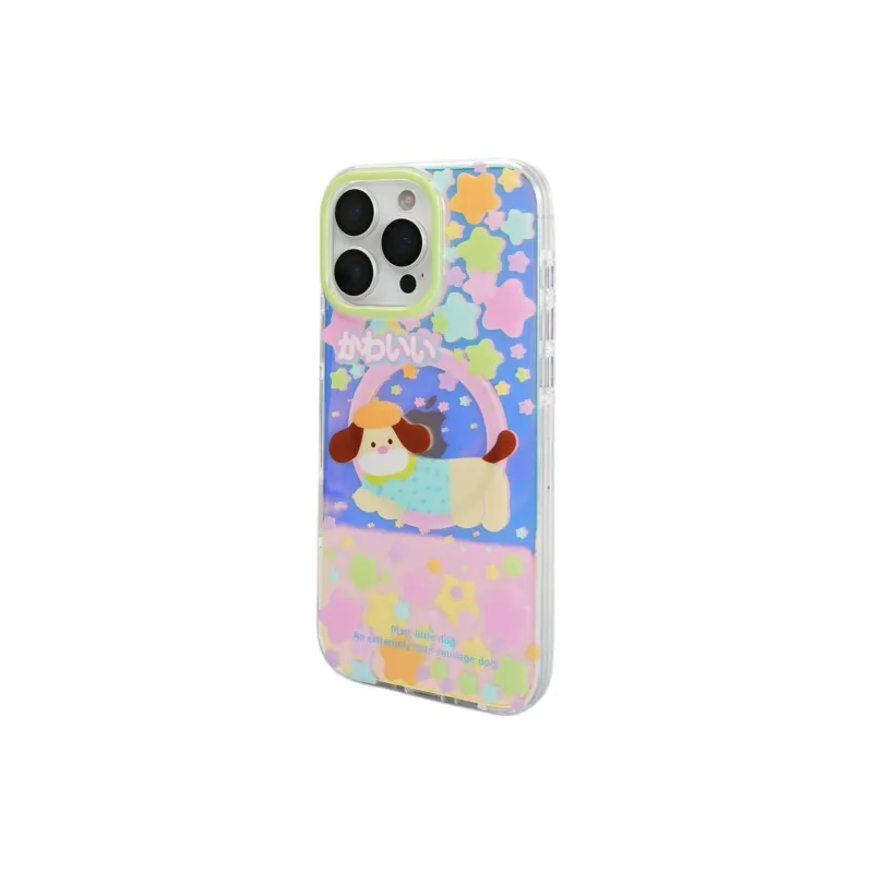 Sopi Acrylic Material Laser Multicolor Stars Puppy Phone Cases Compatible With IPhone 16/15 Pro Max/Apple 13/14 Pro/Max-7