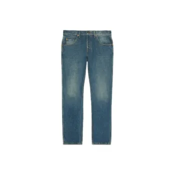 GUCCI Tapered Fit Washed Marbled Denim Jeans