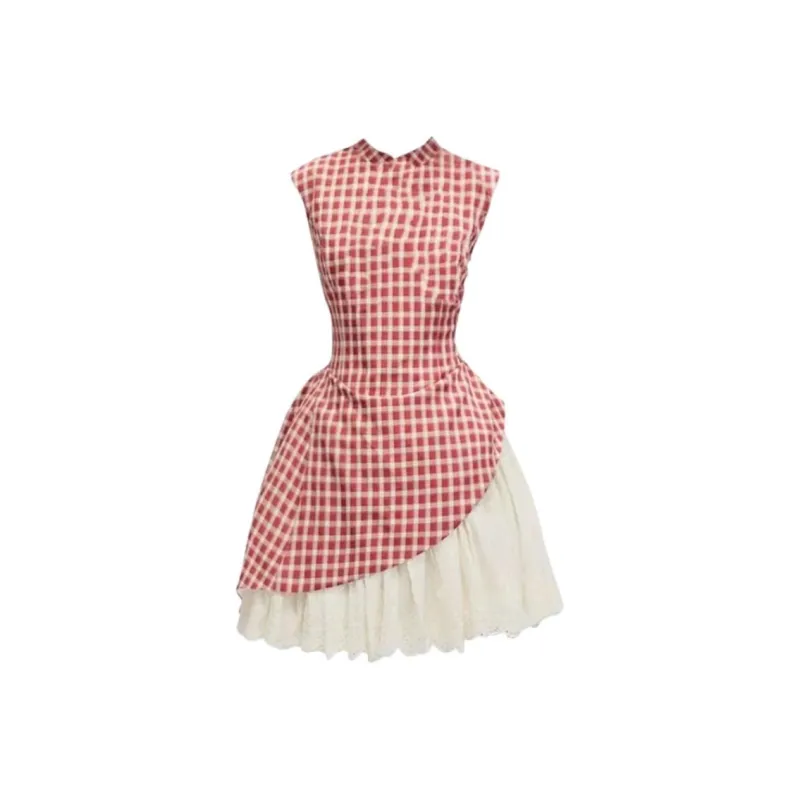 ABCMININ Sleeveless Dress Women's Red-1