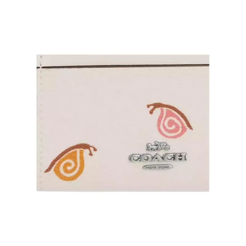 COACH Skinny Id Case Coated Canvas With Smooth Leather Document Bag, Card Holder Mini Women's Silver-3