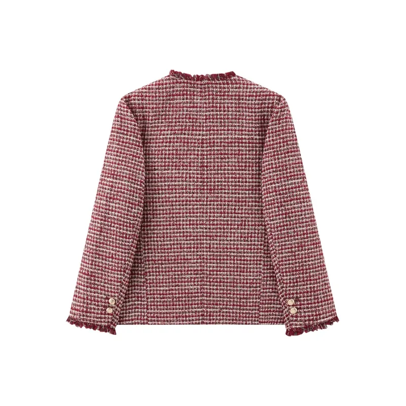PEACEBIRD Cropped Coat Women's Dark Burgundy-1