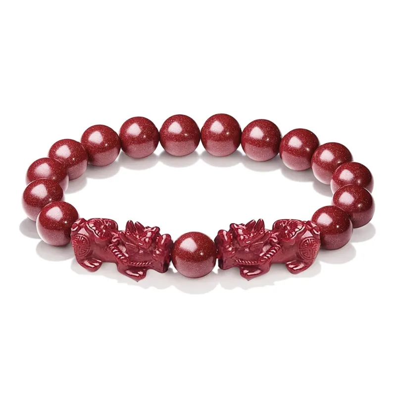 HAPPY BEAN Reconstructed Cinnabar Bracelets Unisex-6
