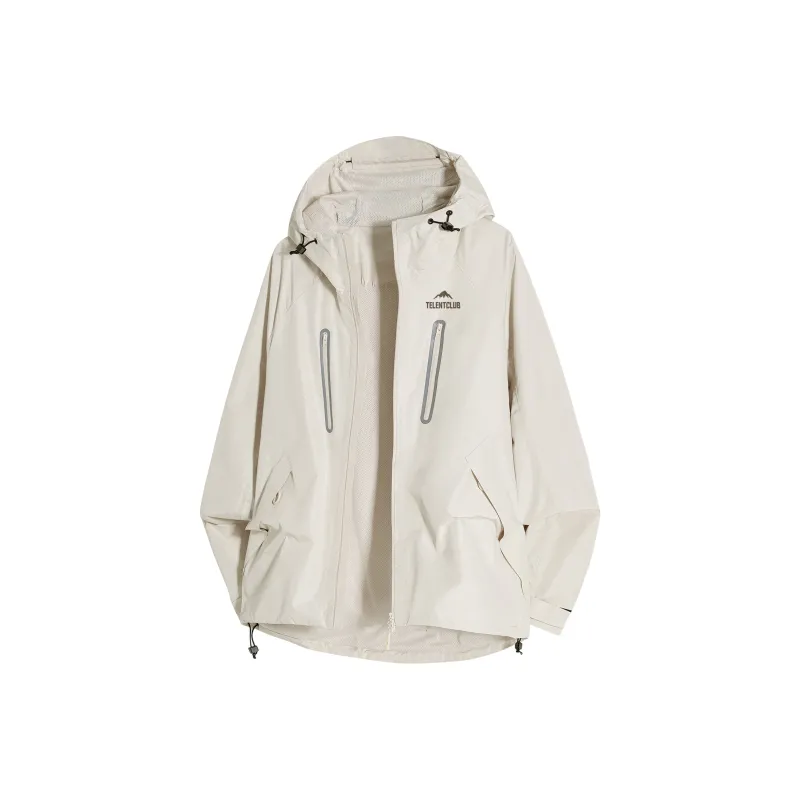 TELENT Waterproof And Windproof Windbreaker Jacket Unisex Ivory White-0