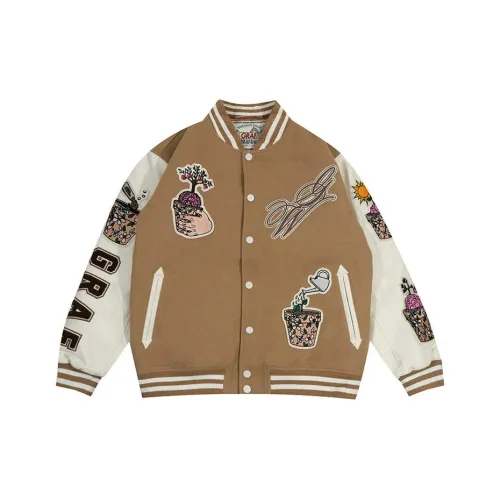 GRAF Jacket Men's Woolen Baseball Jackets With Brain And Pot Plant Design