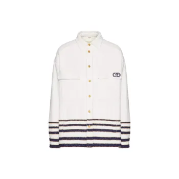 Valentino Viscose And Cotton Tweed Jacket With Signature Patch Jackets & Coats Men's White