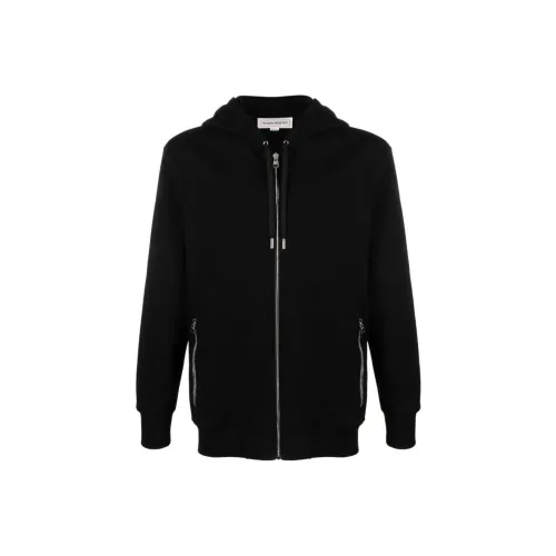 Alexander McQueen Seal-Embroidered Zip-Up Drawstring Hoodie