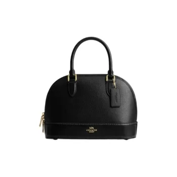 COACH Cow Leather With Cow Split Leather One Shoulder Handbag Medium Size Women's Black
