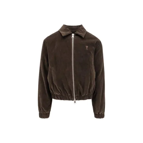 AMIPARIS Paris Logo Embroidered Zipped Siksilk Jacket