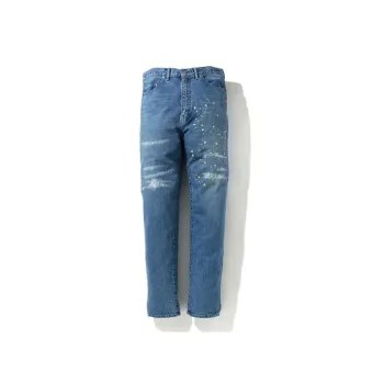 A BATHING APE X Kid Cudi Damaged Denim Straight leg Jeans