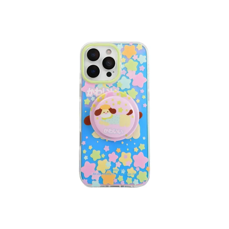 Sopi Acrylic Material Laser Multicolor Stars Puppy Phone Cases Compatible With IPhone 16/15 Pro Max/Apple 13/14 Pro/Max-0