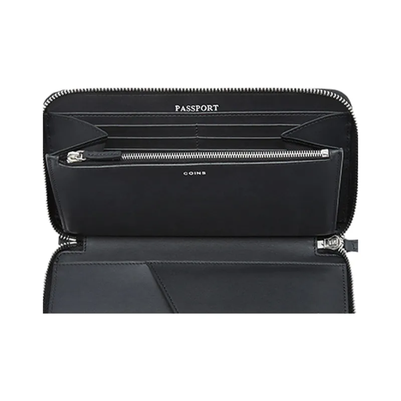 FENDI Leather Clutch, Wallet Card Holder Men's Black-4
