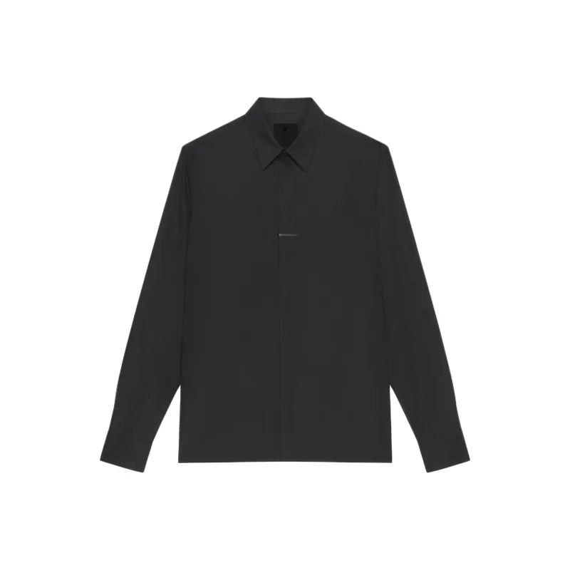 Givenchy Logo Engraved Metal Clip Long Sleeved Shirt-0