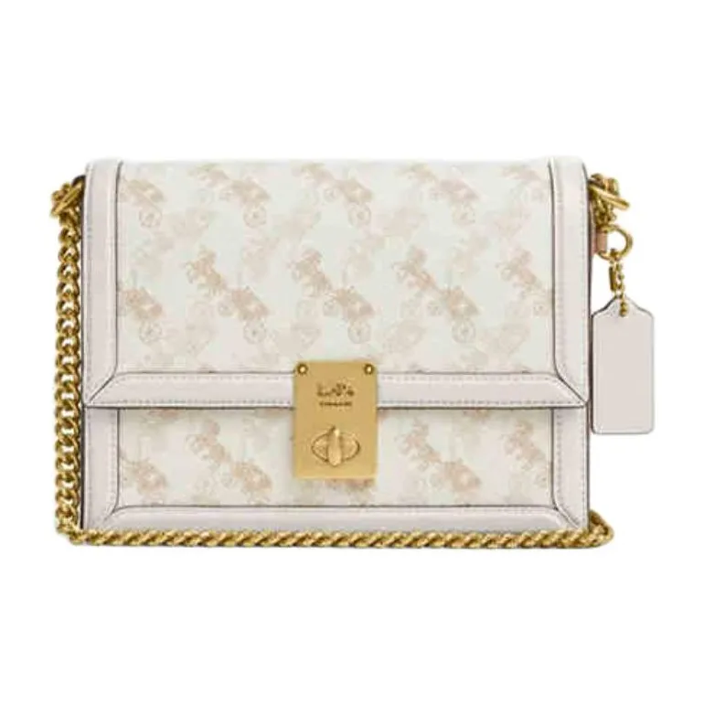 COACH Hutton Artificial Leather Crossbody Bag, Shoulder Bag Trumpets Women's Chalk White-0