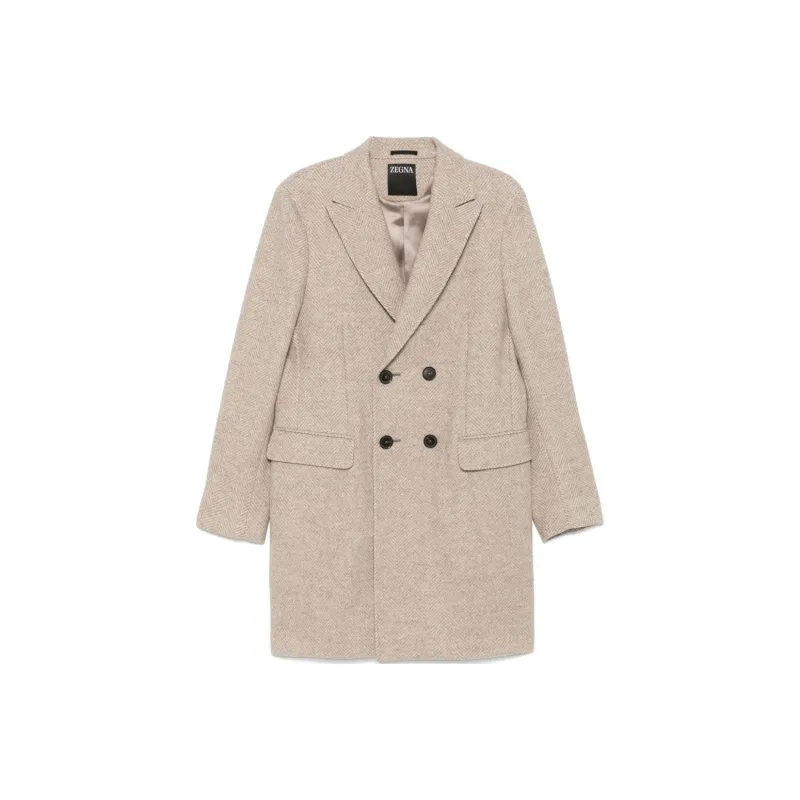 Ermenegildo Zegna Herringbone Double-Breasted Overcoat-0