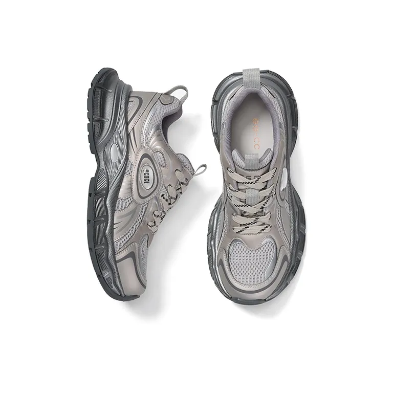 GG CC Cushioning, Slip Resistant, Abrasion Resistant, Height Increasing Low Top Chunky Sneakers Women's Gray-1