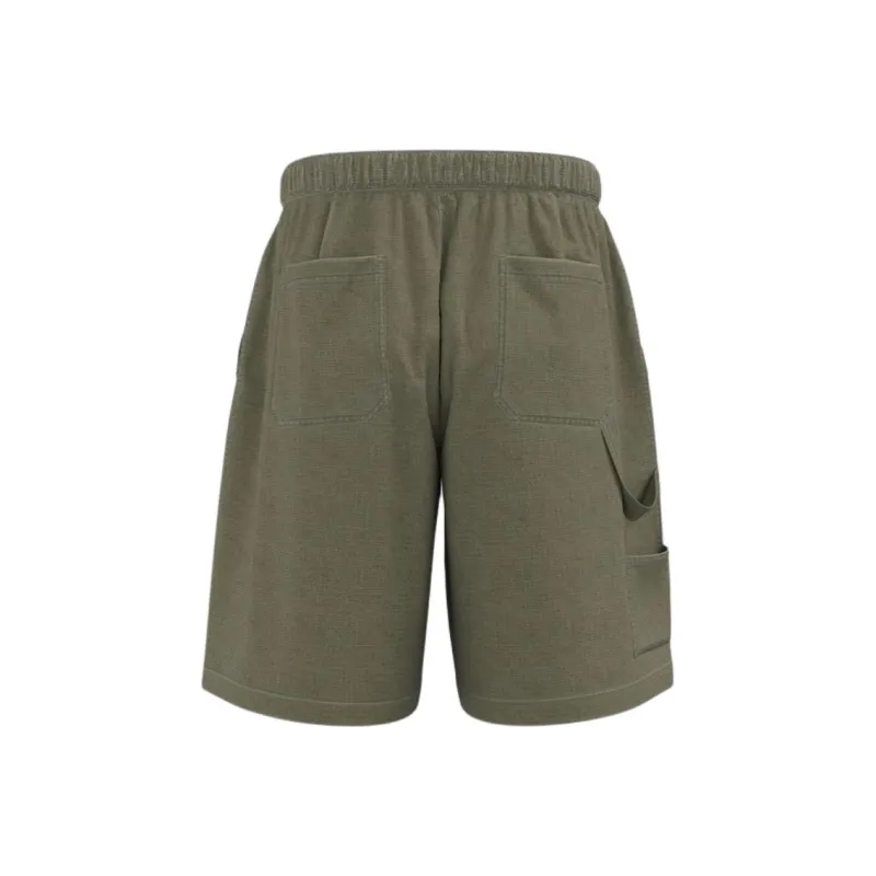 URBAN REVIVO Casual Shorts Men's Gray Green Plaid-1