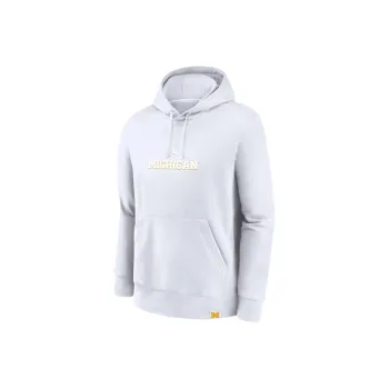 JORDAN Michigan Wolverines Statement Wordmark Lockup Heavyweight Men's Nike College Pullover Hoodie
