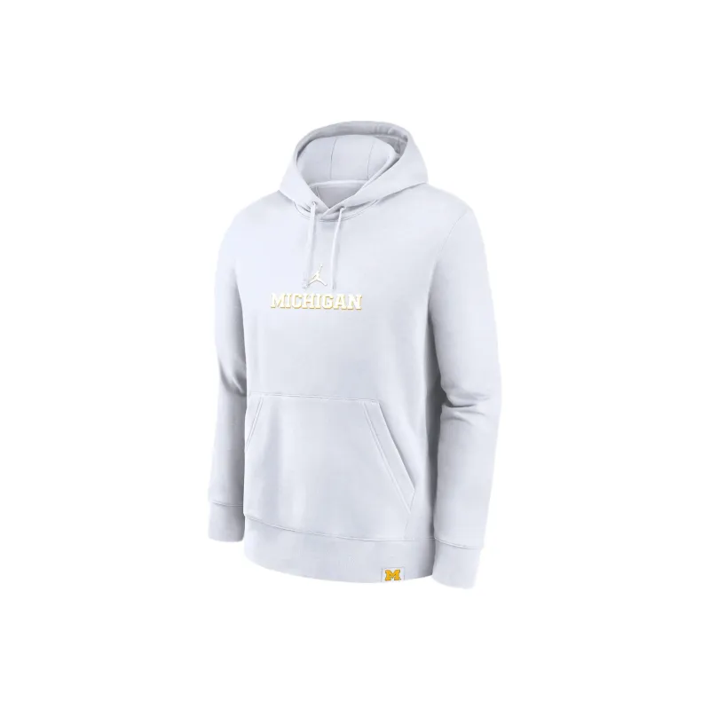 Jordan Michigan Wolverines Statement Wordmark Lockup Heavyweight Men's Nike College Pullover Hoodie-0