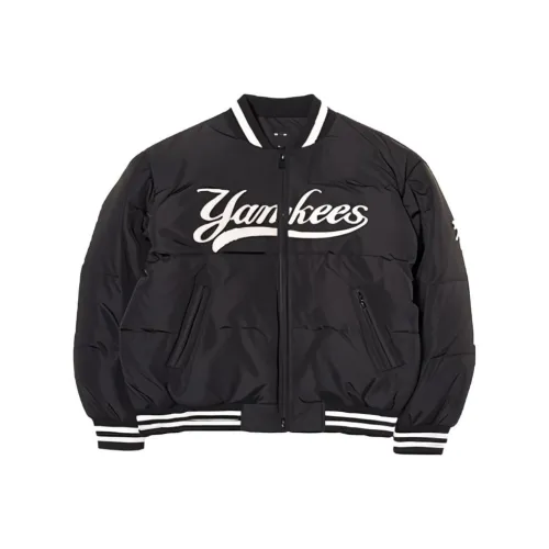 MLB Varsity Front Cursive Rib Mid Short Down Jkt Baseball Jacket Unisex Black