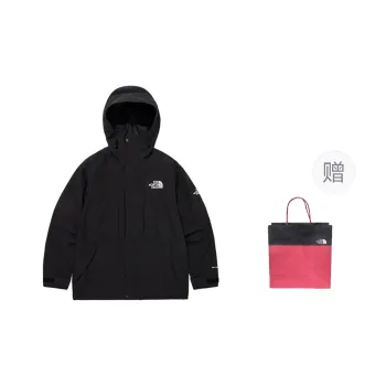THE NORTH FACE Outdoor Hiking Windproof And Waterproof Windbreaker Jacket Unisex Black Shopping Bag Included