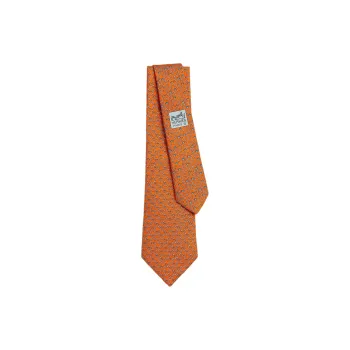 HERMES Mulberry Silk Ties Men's Orange