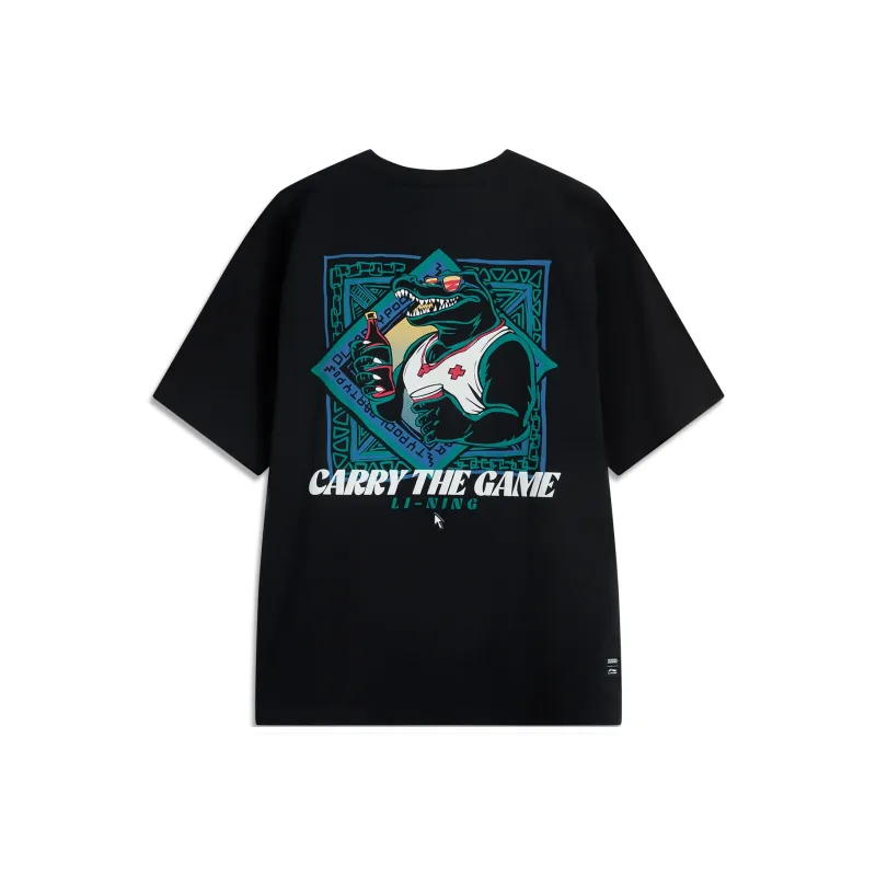 LiNing x LEAGUE OF LEGENDS Sports Life Collection T Shirt Unisex Black/Back Crocodile-1