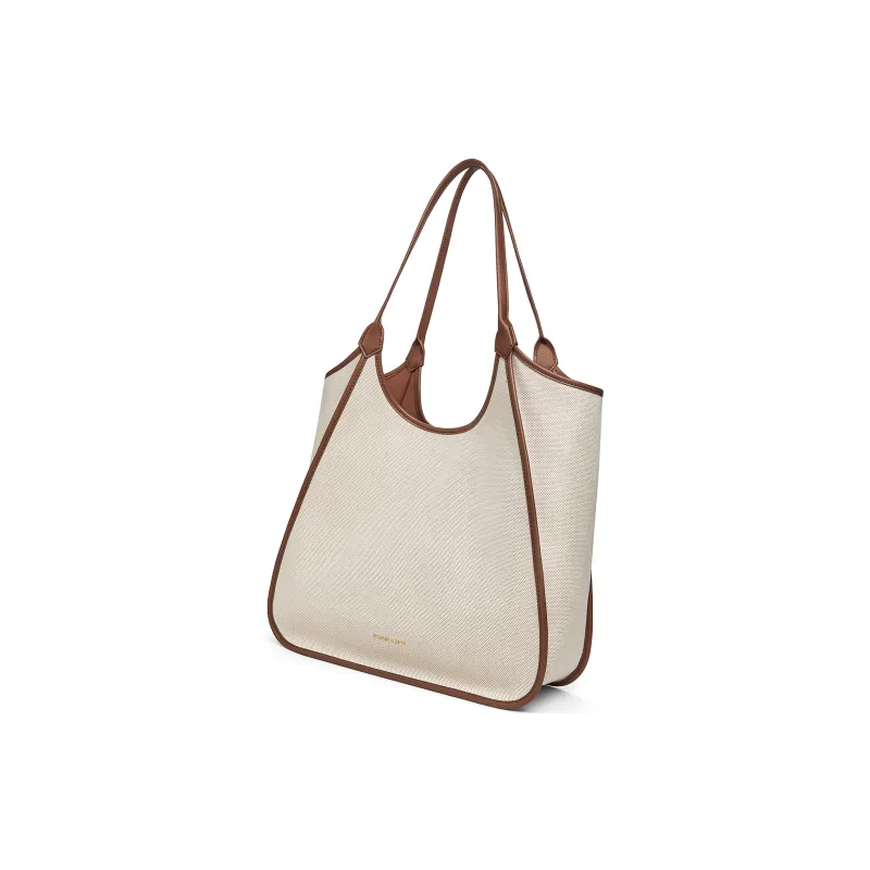 CHARLES&KEITH Canvas Shoulder Bag Large Size Women's Taupe Canvas Beige & Taupe-2